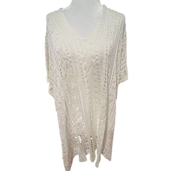 NWT women's crochet style cover up in white one size fits all - Picture 1 of 6